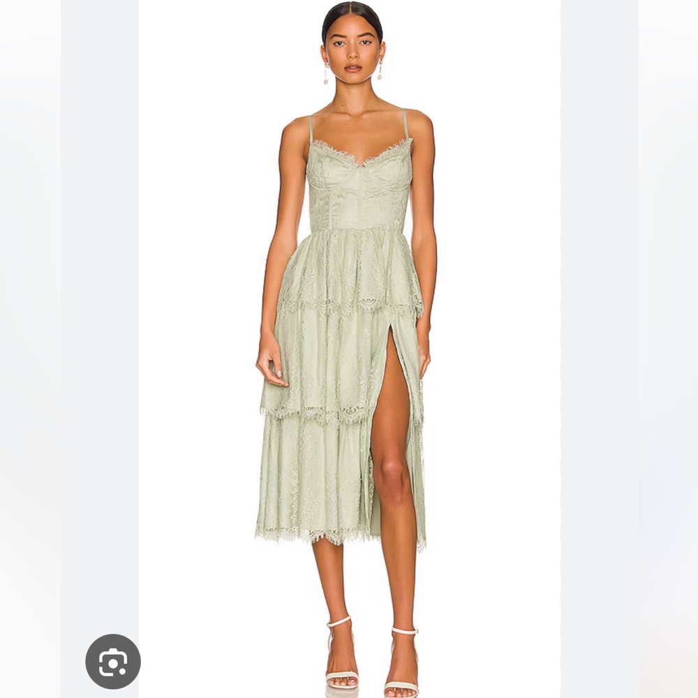 V. Chapman Lace Tiered Mia Dress in Sage Green